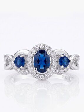 Blue Sapphire Gemstone ring, size 7, 925 Sterling Silver Charmed Aroma